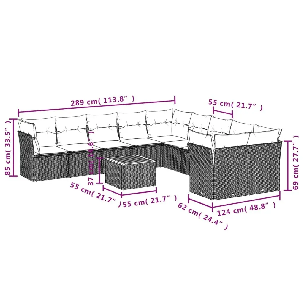 Garden Sofa Set 11 Piece Outdoor Furniture Poly Rattan Grey Patio Modular