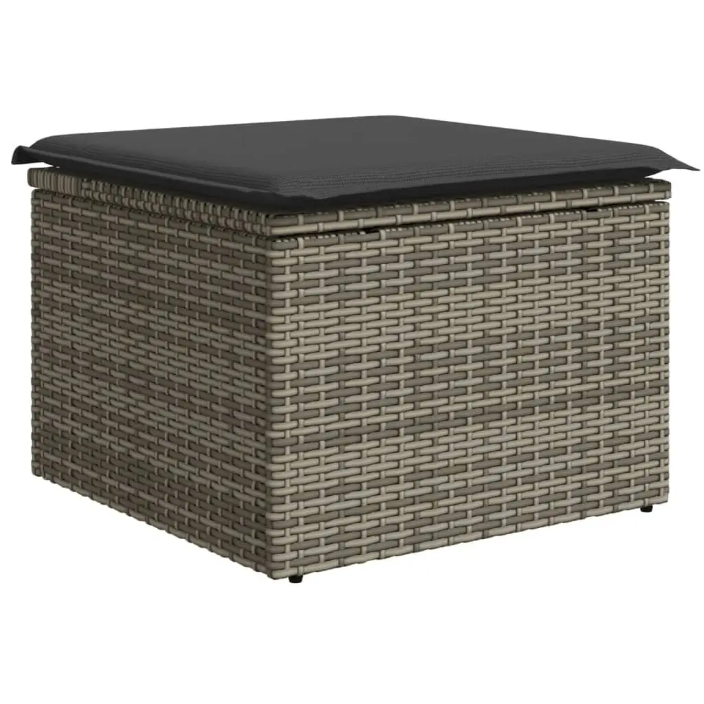 Garden Sofa Set Grey 10 Piece Poly Rattan Outdoor Furniture with Storage