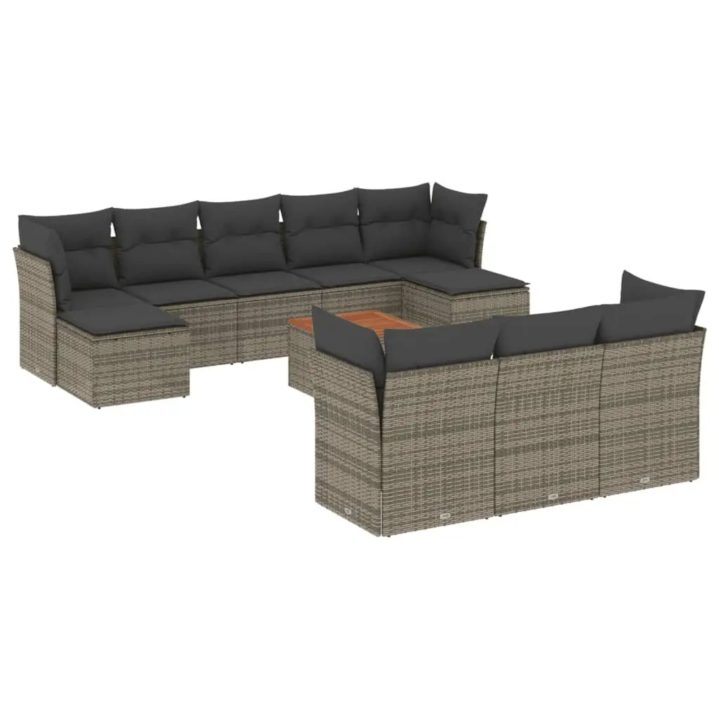 Garden Sofa Set 11 Piece Outdoor Furniture Grey Poly Rattan Patio Lounge