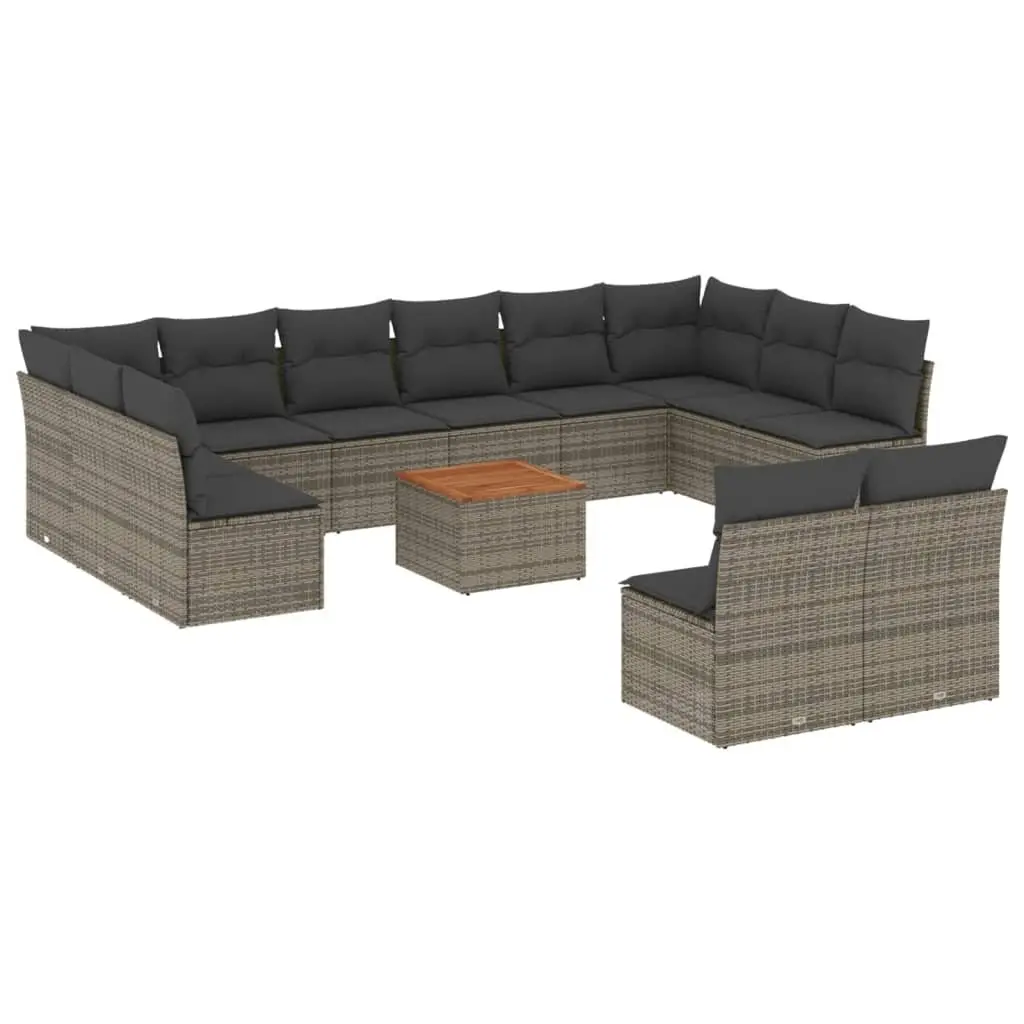 Garden Sofa Set 13 Piece Grey Poly Rattan Outdoor Furniture Patio Seating With