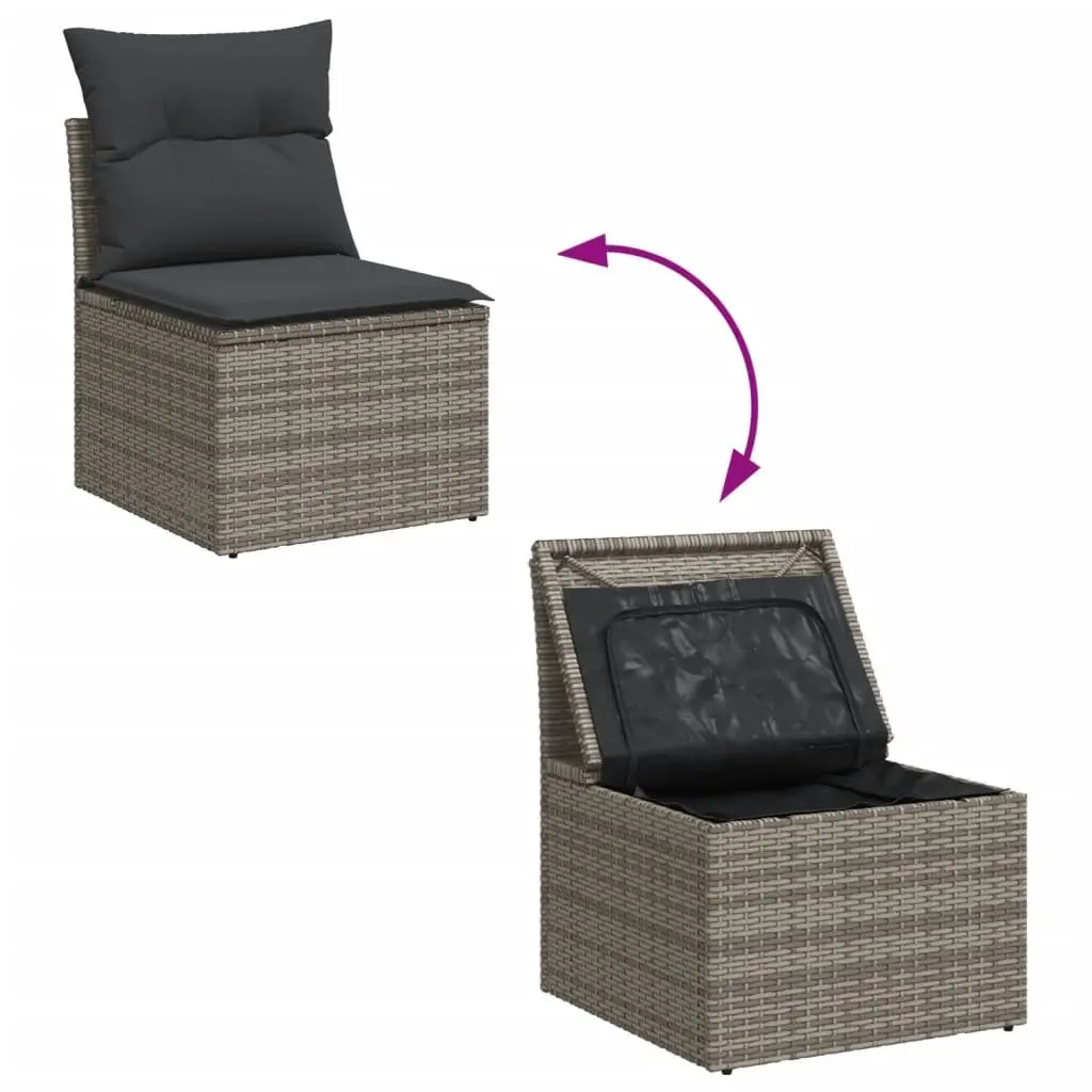 Garden Sofa Set 13 Piece Grey Poly Rattan Outdoor Furniture Patio Seating With
