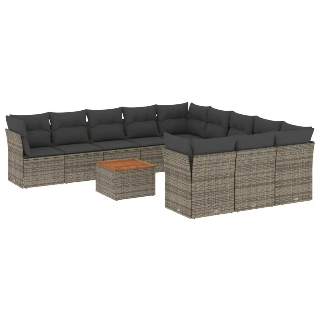 12 Piece Garden Sofa Set Grey Poly Rattan Modular Outdoor Furniture