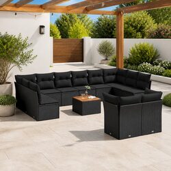 Friendly 13 Piece Black Patio Furniture Sofa Set