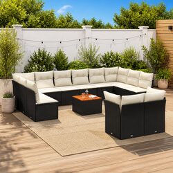 Garden Sofa Set 13 Piece Outdoor Furniture Black Rattan Patio Lounge Seating
