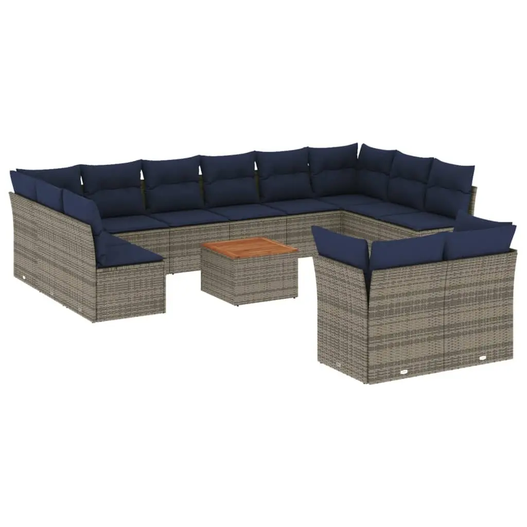 Garden Sofa Set 13 Piece Outdoor Furniture Grey Poly Rattan Patio Seating