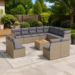 Friendly 13-Piece Beige Sofa Set for Outdoor Living