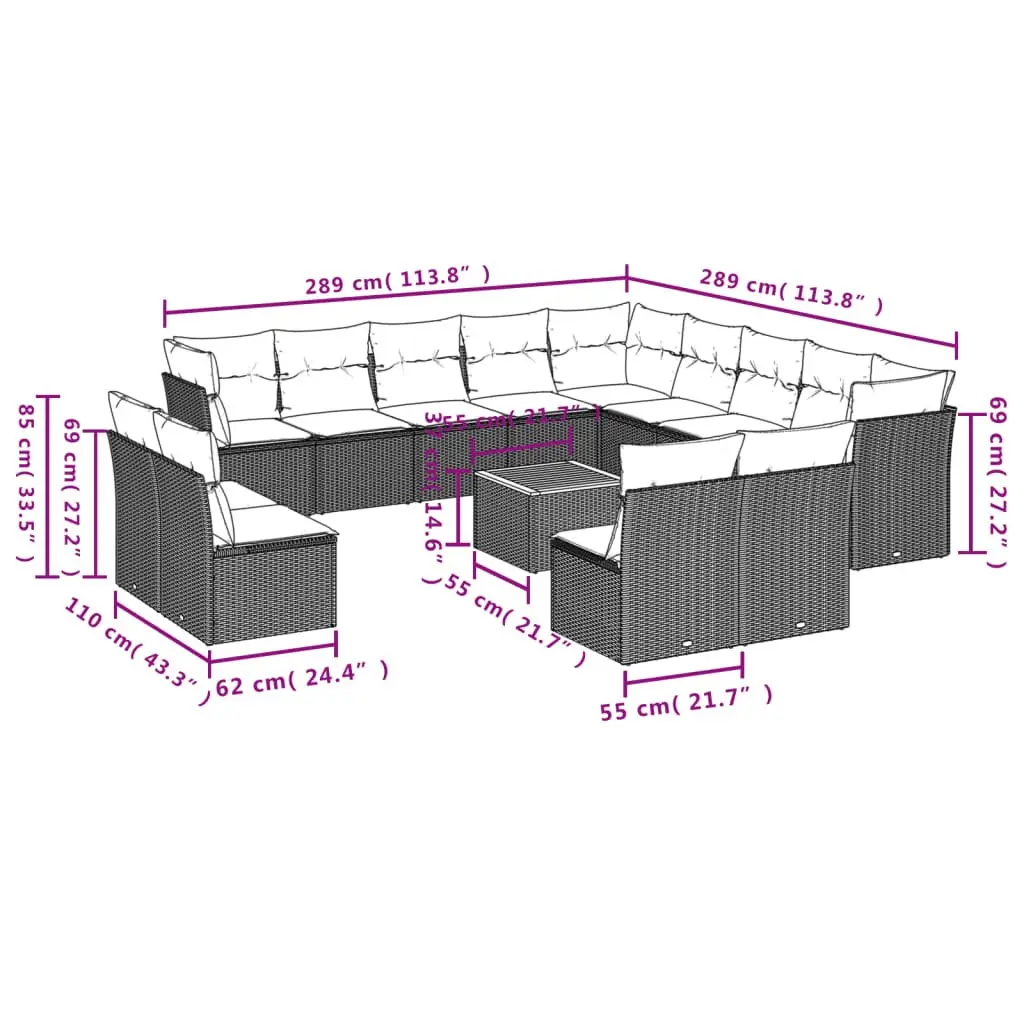 14 Piece Garden Sofa Set