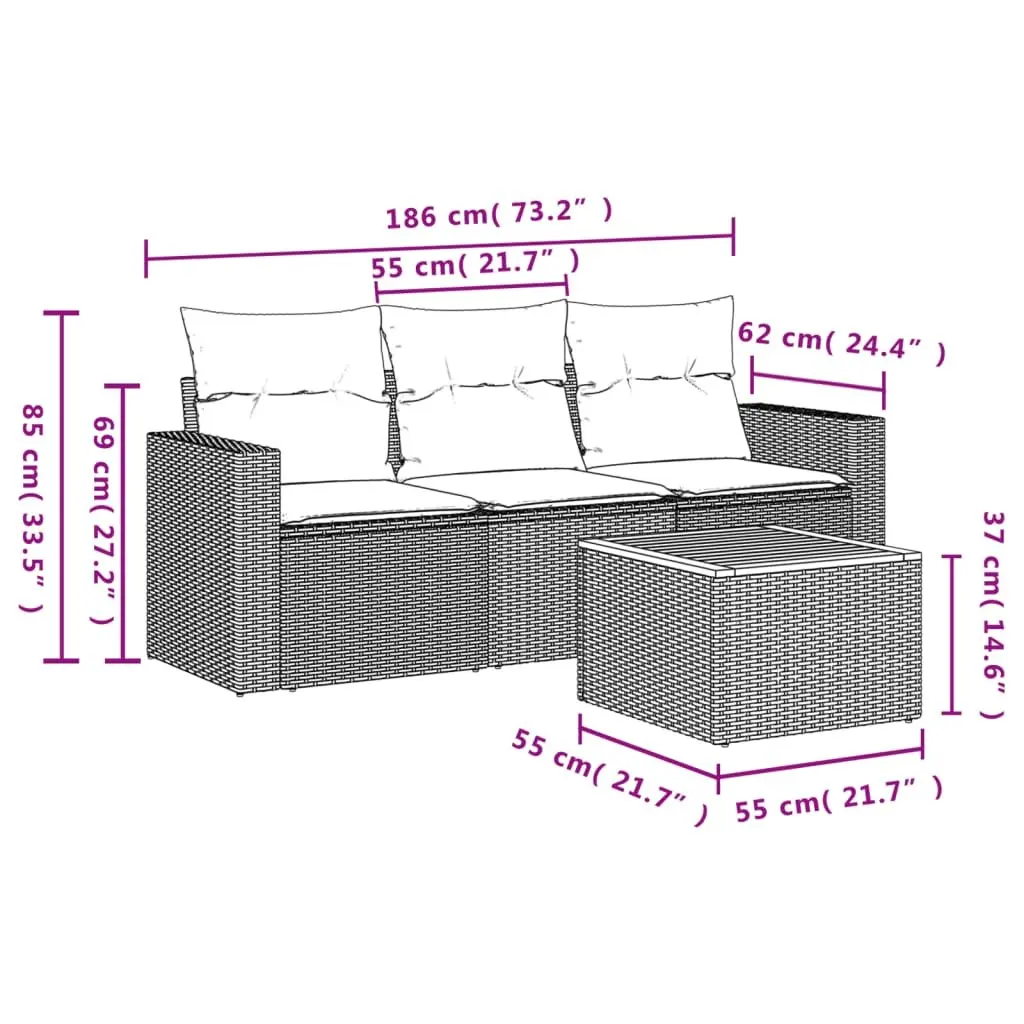 4 Piece Garden Sofa Set