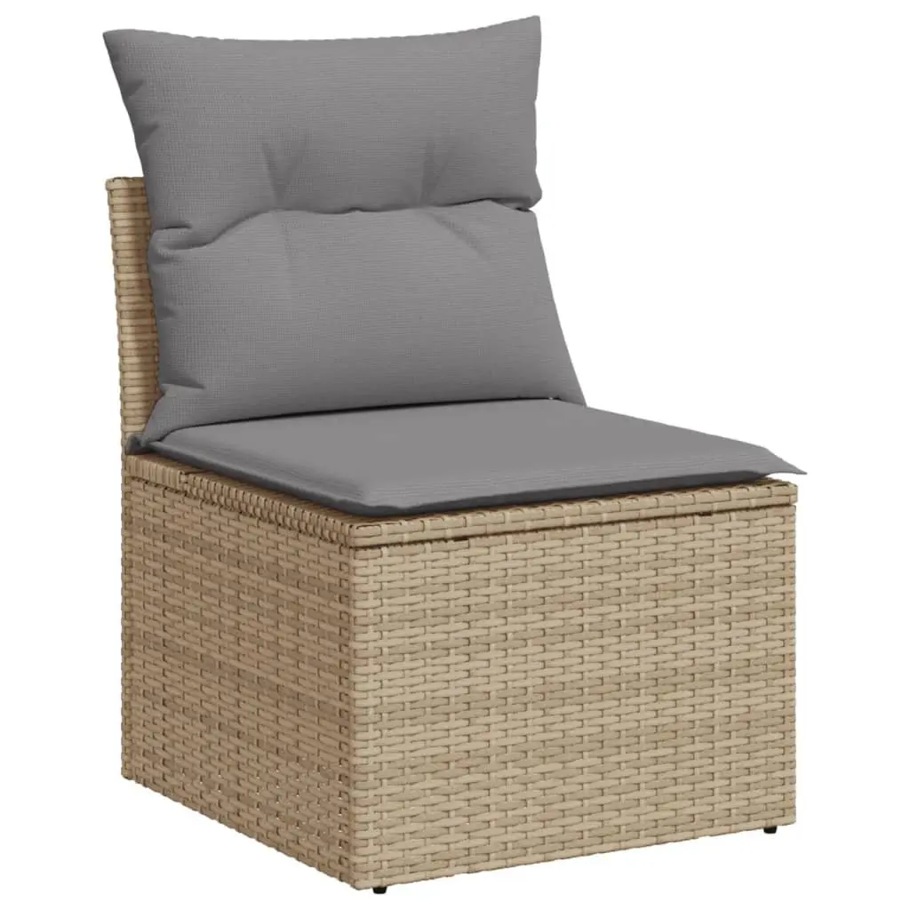 Garden Sofa Set 8 Piece Outdoor Furniture Beige Poly Rattan Patio Seating with
