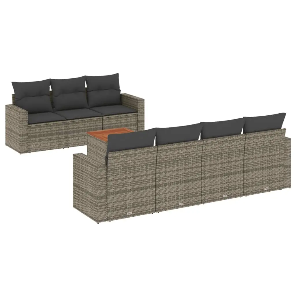 Garden Sofa Set 8 Piece Outdoor Furniture Patio Rattan Seating Grey Modular