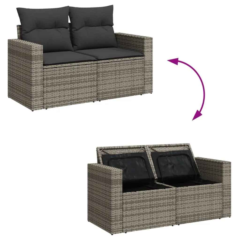 5 Piece Garden Sofa Set Grey Poly Rattan Outdoor Furniture Patio Seating with