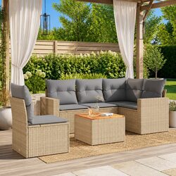 Your New 6 Piece Garden Sofa Set in Beige Rattan