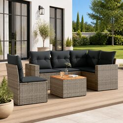 Your Outdoor Oasis: 6-Piece Grey Rattan Sofa Set