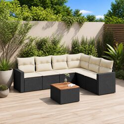 Your 7 Piece Garden Sofa Set Awaits - Black Poly Rattan