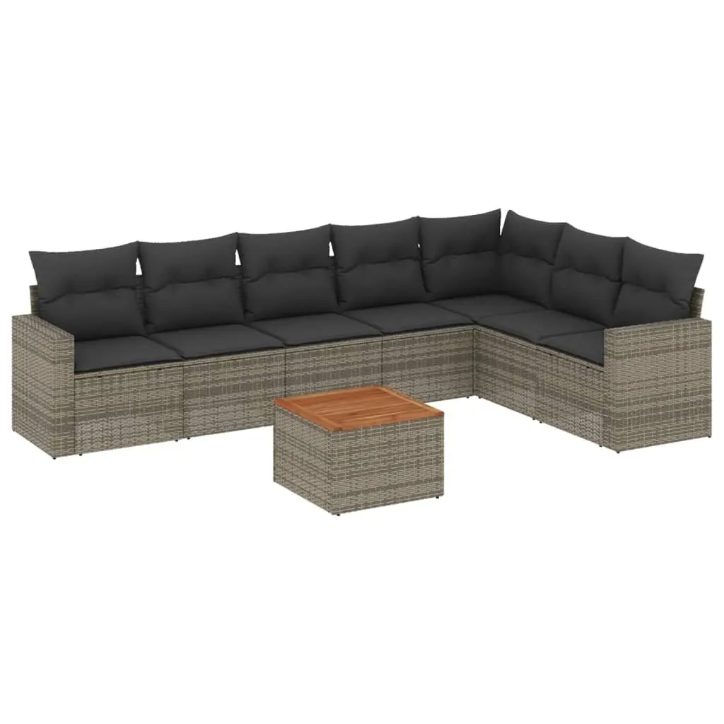 Garden Sofa Set 8 Piece Outdoor Furniture Grey Poly Rattan Patio Lounge Chairs