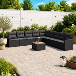 Friendly 10-Piece Modular Black Rattan Sofa Set