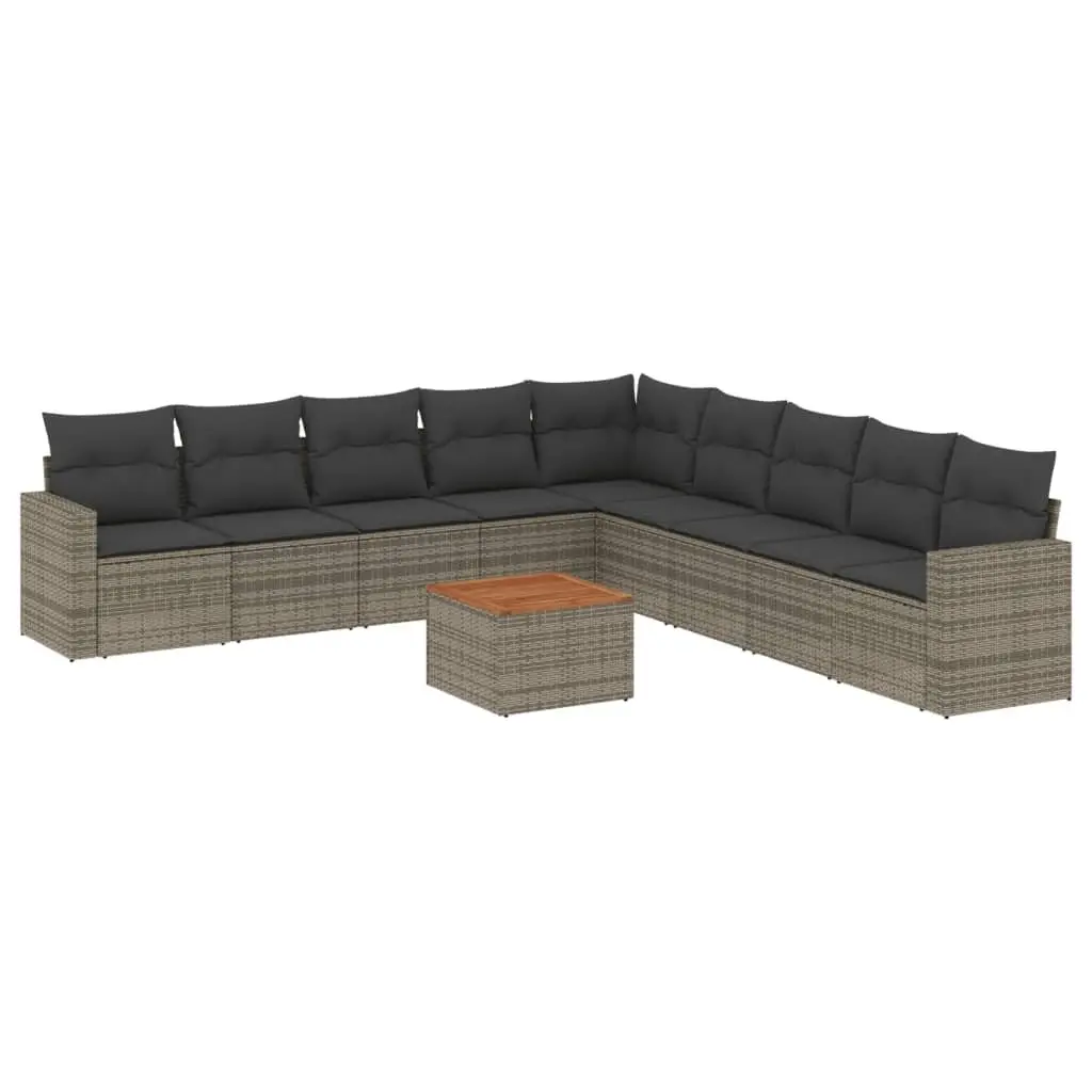 Garden Sofa Set 10 Piece Outdoor Furniture Grey Poly Rattan Modular Patio Lounge