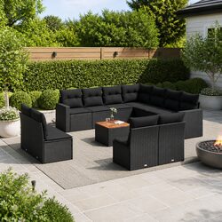 Your 12-Piece Black Garden Sofa Set with Cushions