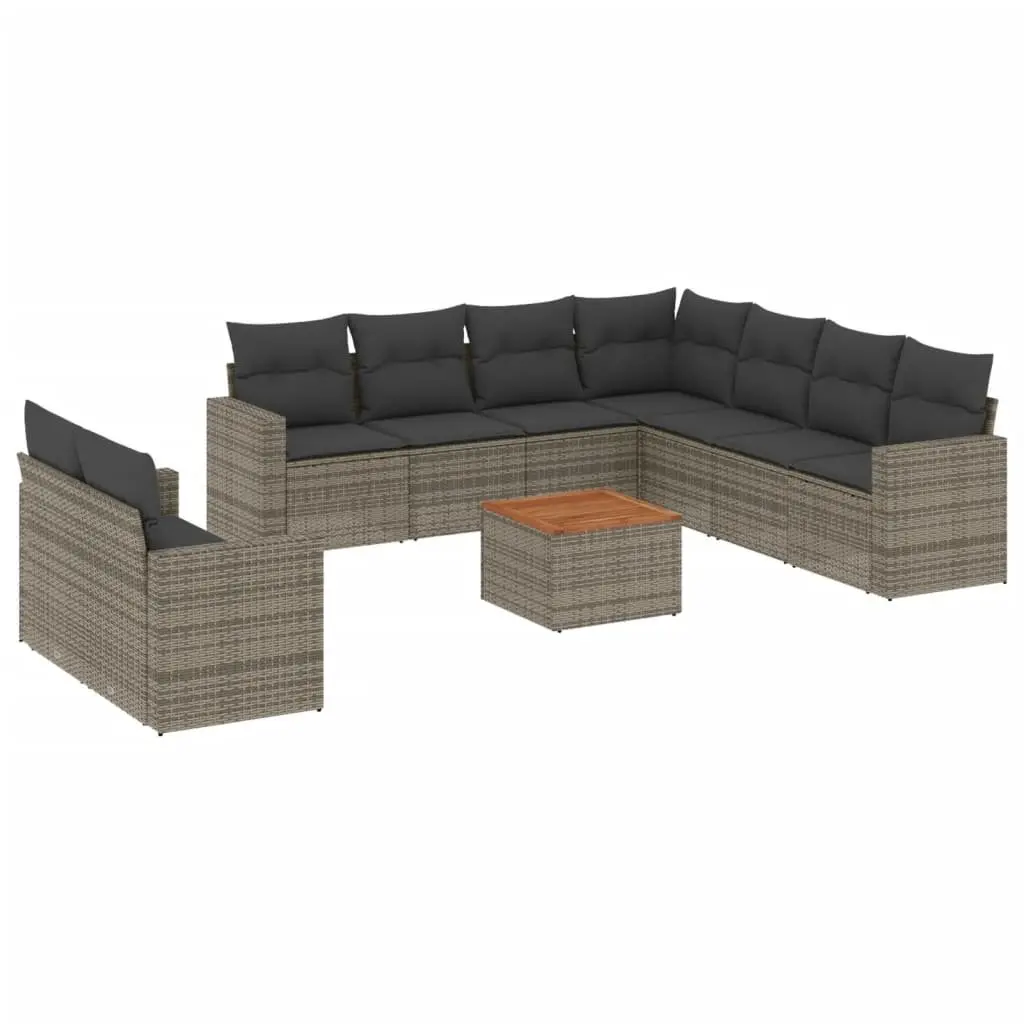 Garden Sofa Set 10 Piece Outdoor Furniture Grey Poly Rattan Modular Patio