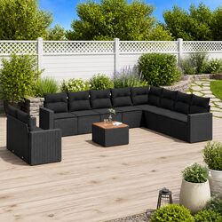 Friendly 11-Piece Black Outdoor Sofa Set for You