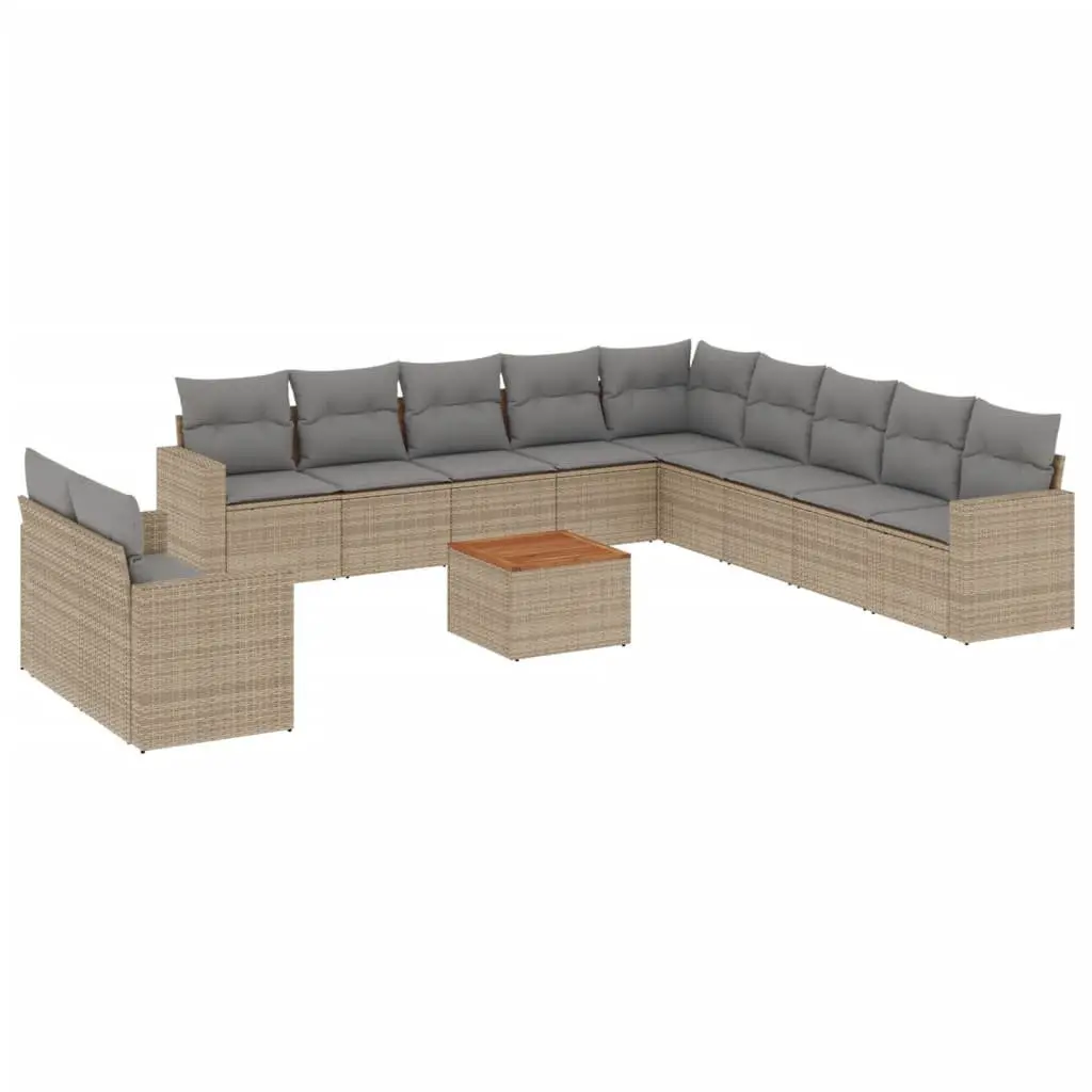 Garden Sofa Set 12 Piece Outdoor Furniture Patio Lounger Beige Rattan Modular