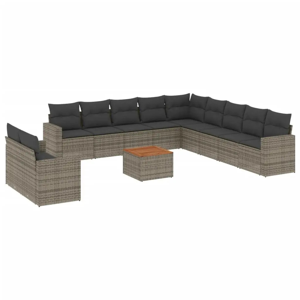 12 Piece Garden Sofa Set Grey Outdoor Furniture Patio Seating with Cushions