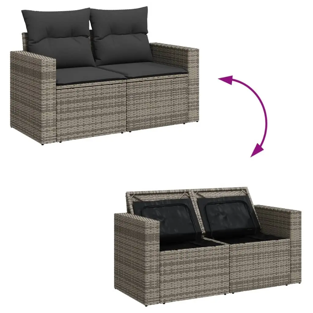 12 Piece Garden Sofa Set Grey Outdoor Furniture Patio Seating with Cushions