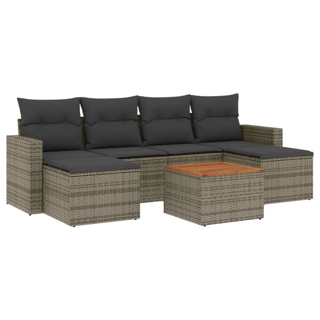 Garden Sofa Set 7 Piece Outdoor Furniture Patio Grey Poly Rattan Modular Lounge