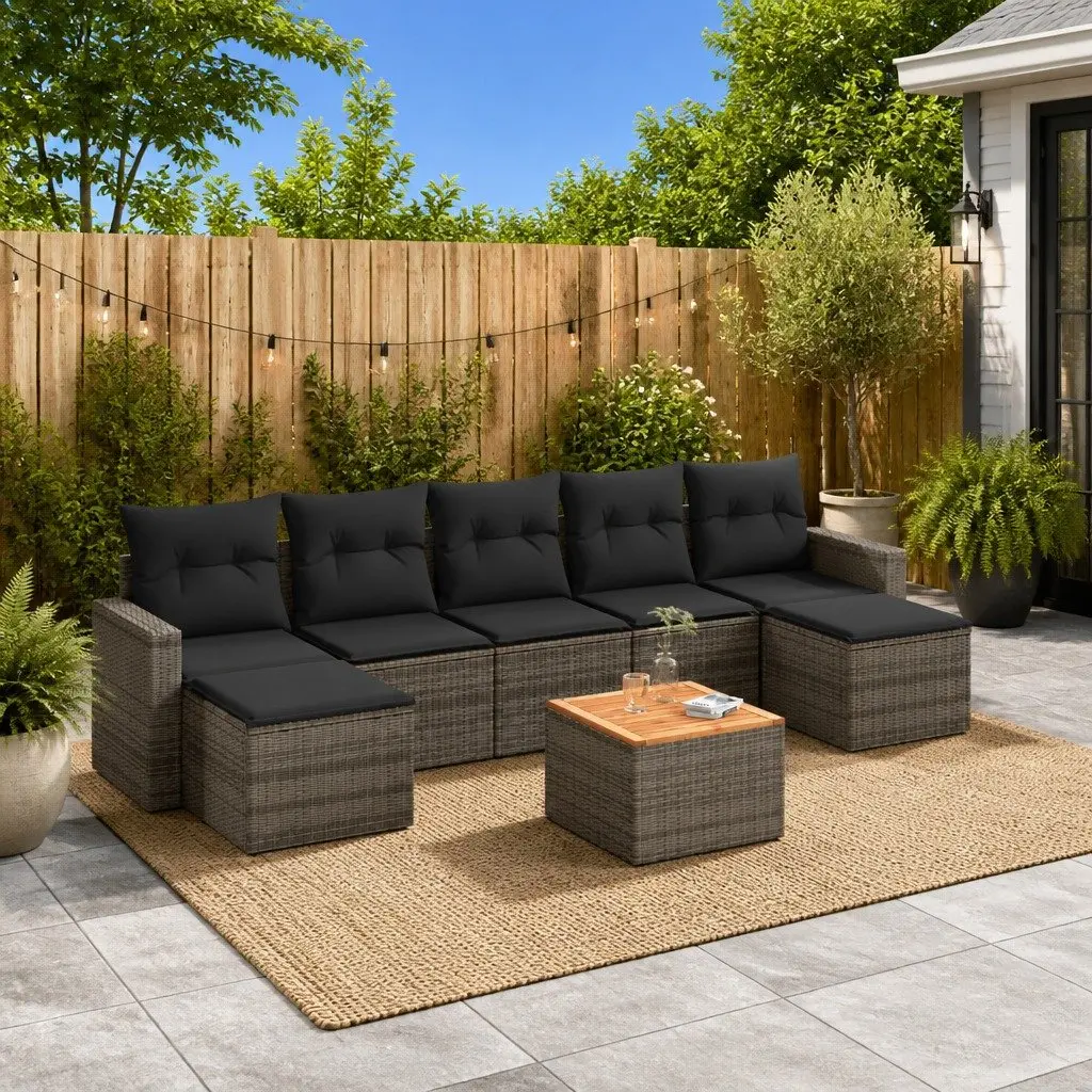 8 Piece Grey Garden Sofa Set