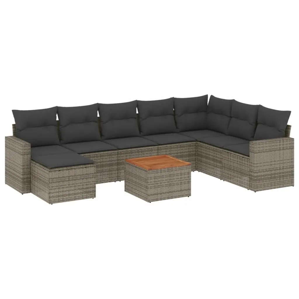 Garden Sofa Set 9 Piece Outdoor Furniture Grey Poly Rattan Modular Lounge Patio
