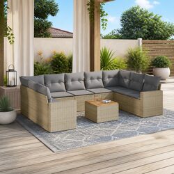 Beige Modular 10-Piece Garden Sofa Set for Your Outdoors