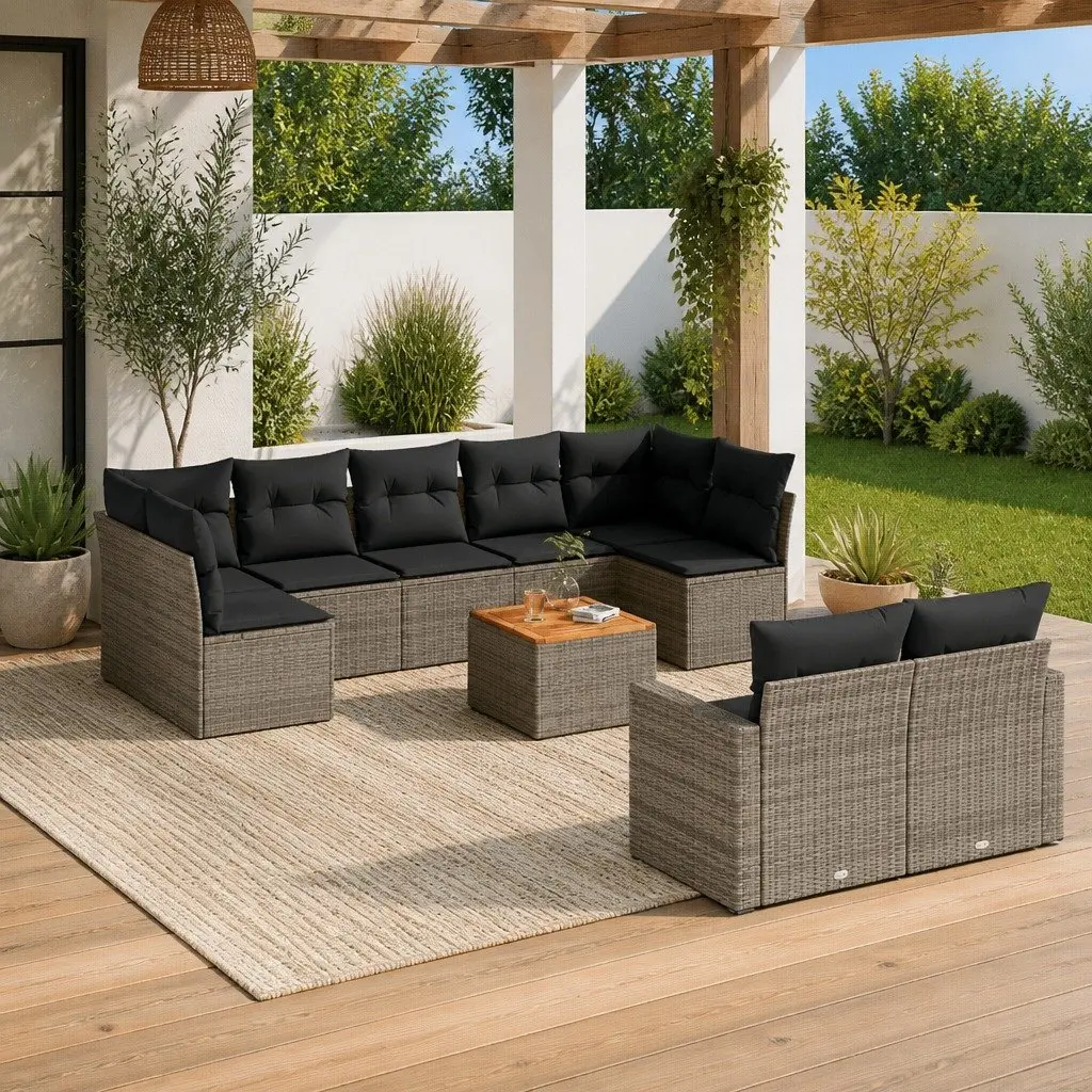 10 Piece Outdoor Sofa Set in Grey