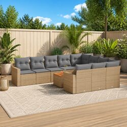 Outdoor Garden Sofa Set 11 Piece Modular Patio Furniture with Storage Cushions