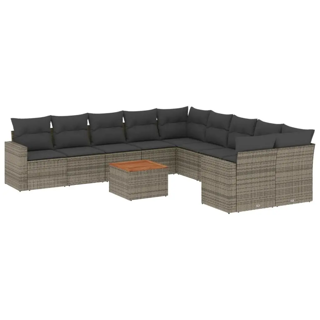 Garden Sofa Set 11 Piece Outdoor Furniture Grey Poly Rattan Patio Seating