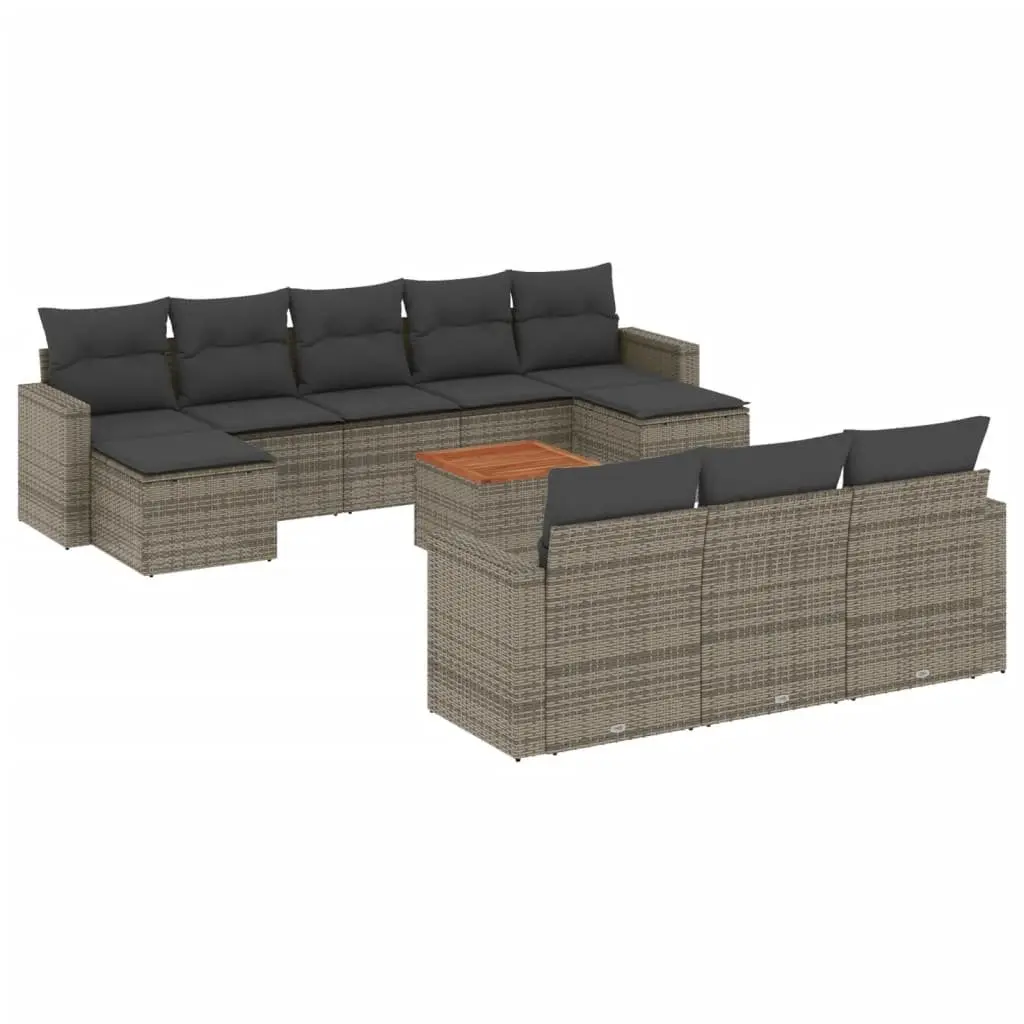 Garden Sofa Set 11 Piece Outdoor Furniture Grey Poly Rattan Modular Patio