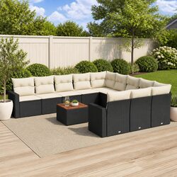 Garden Sofa Set 12 Piece Outdoor Furniture Patio Lounge Black Rattan Modular