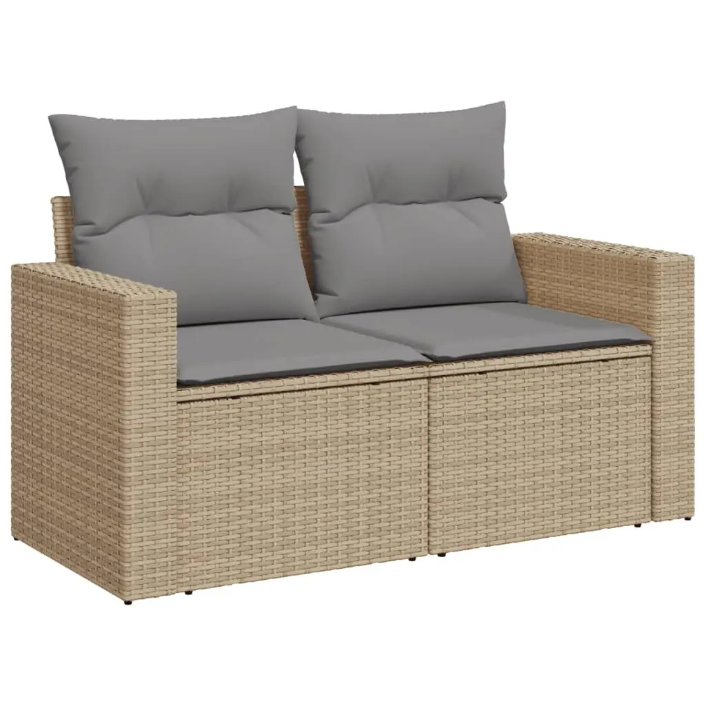 Garden Sofa Set 13 Piece Outdoor Furniture Patio Lounge Beige Poly Rattan