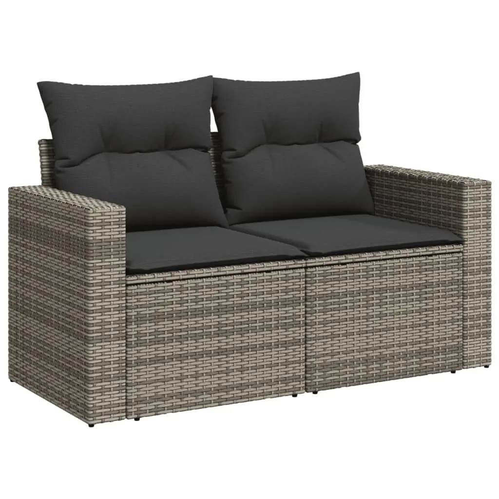 Outdoor Furniture Set 13 Piece Modular Garden Sofa Grey Poly Rattan with Removable Cushions and Water-Resistant Storage Bags