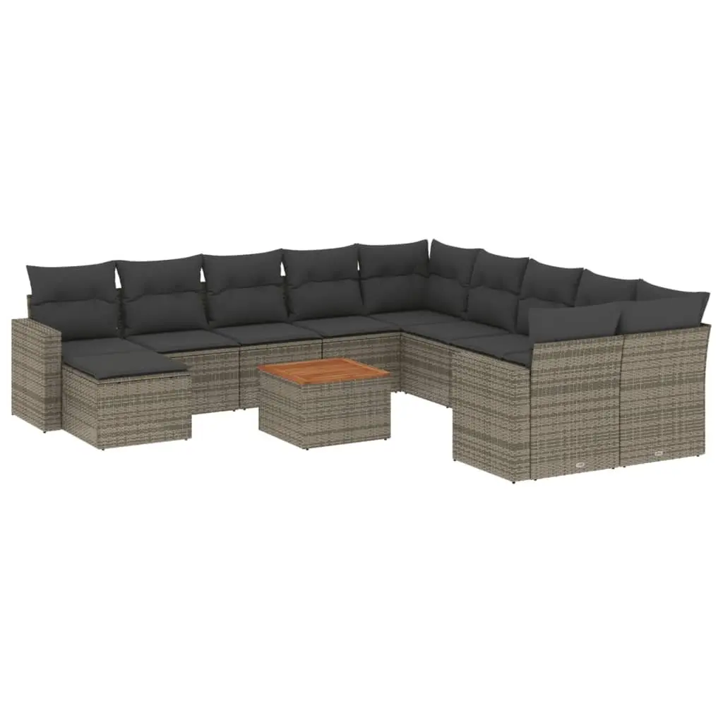 Garden Sofa Set 12 Piece Outdoor Furniture Grey Poly Rattan Modular Patio Lounge