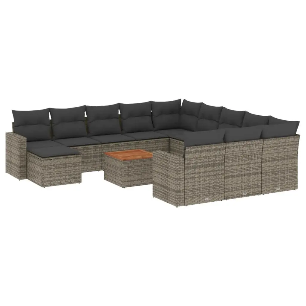 Garden Sofa Set 13 Piece Outdoor Furniture Grey Poly Rattan Modular Patio Lounge
