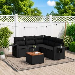 Friendly 6 Piece Modular Garden Sofa Set in Black