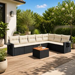 Friendly 8-Piece Modular Garden Sofa Set in Black