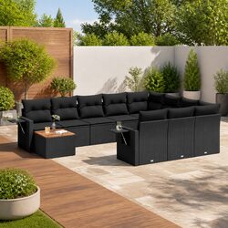 User-Friendly 11-Piece Black Garden Sofa Set