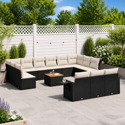Friendly and Approachable 14 Piece Black Sofa Set