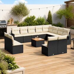 Garden Sofa Set 13 Piece Outdoor Furniture Black Rattan Patio Seating with