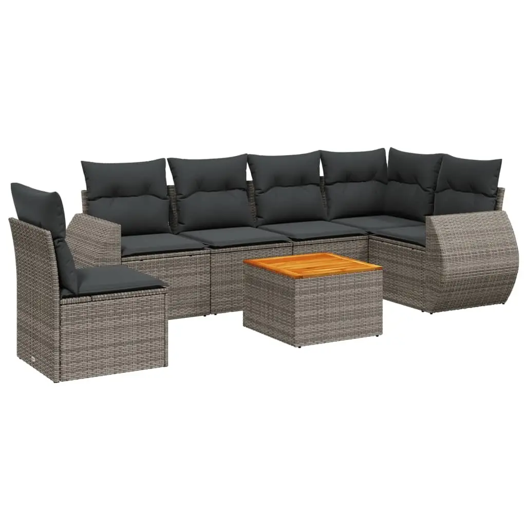 Garden Sofa Set 7 Piece Outdoor Furniture Grey Poly Rattan Modular Patio Seating
