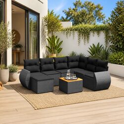 Friendly 8 Piece Black Garden Sofa Set for Your Space