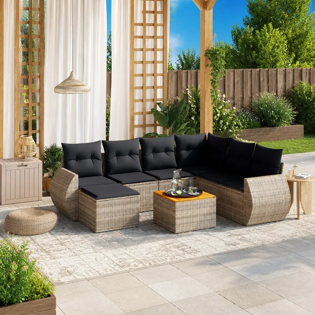Garden Sofa Set 8 Piece Outdoor Furniture Grey Poly Rattan Modular Patio Lounge
