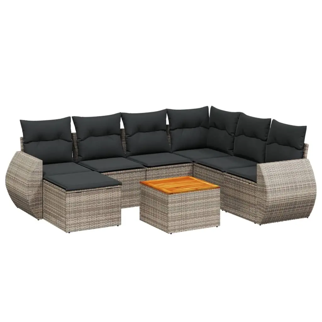 Garden Sofa Set 8 Piece Outdoor Furniture Grey Poly Rattan Modular Patio Lounge