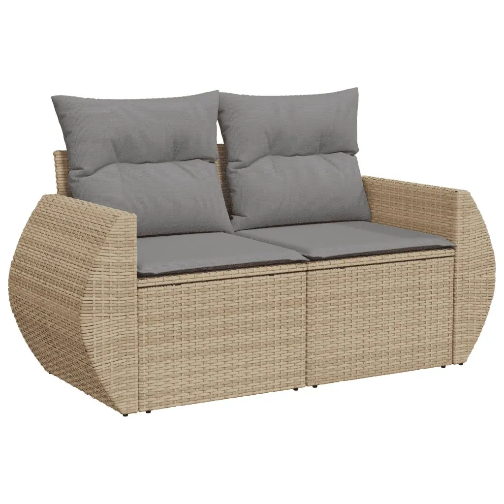 Garden Sofa Set 10 Piece Outdoor Furniture Patio Beige Poly Rattan Modular